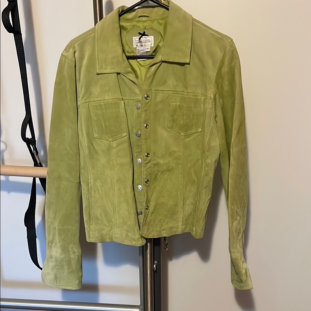 Live a Little Lime Green Suede Button Jacket